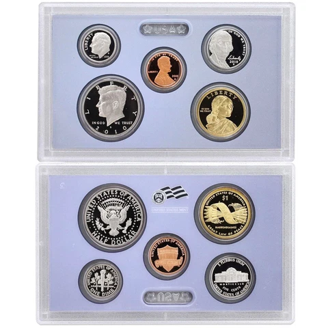 2010 S Partial Proof Set Kennedy Dime Nickel Cent Dollar CN-Clad US Mint 5 Coins Cover