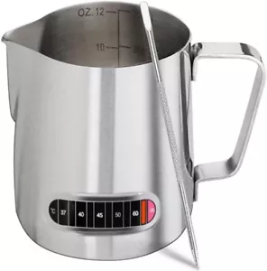 Milk Frother Jug, Milk Frothing Pitcher with Thermometer Temperature Sen - Picture 1 of 4