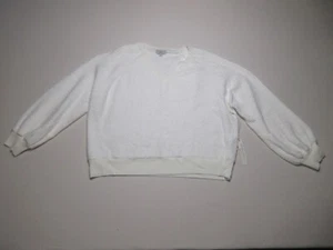 Warm & Cozy Womens Pullover V-Neck Fleece Sweater Long Sleeve Size L White - Picture 1 of 6