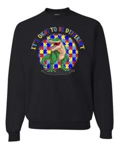 Its Okay to Be Different | Dinosaur Autism Awarness Unisex Crewneck Sweatshirt - Picture 1 of 23