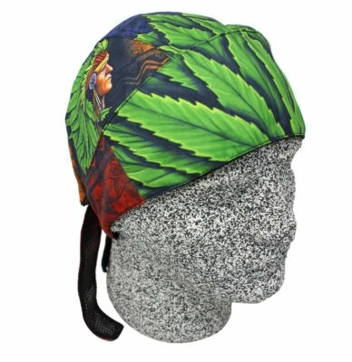 Pot Leaf 印度首席高级 Durag 头巾 Bandanna Sweatband 免运费 — 第 1/4 张图片