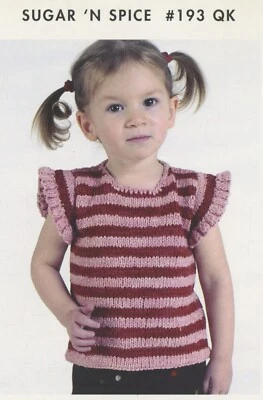 SUGAR 'N SPICE Jil Eaton MinnowKnits Pattern 193QK Ruffle Sleeve Top 1y-6yr - Image 1 of 3