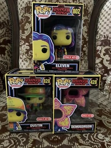 Funko Pop! Stranger Things - Demogorgon Eleven Dustin #802 #828 #428 Blacklight - Imagen 1 de 9