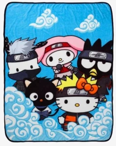 Neu mit Etikett Naruto Shippuden X Hello Kitty and Friends Cloud Anime Plüschdecke - Bild 1 von 2