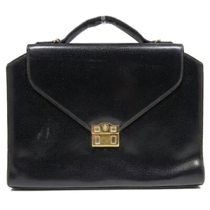 Gucci Business Bag Briefcase Black Leather Flap Mens Gold Hardware - Picture 1 of 8