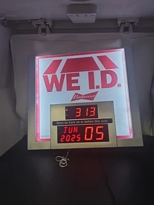 Budweiser Beer WE I.D. Lightup Sign LED Birthdate Countdown Clock Calendar 20x18 - Picture 1 of 13