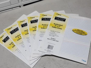 Lot of 6 New, Sealed Mead Five Star Perforated 3"x5" Index Cards Packs 600 Total - Picture 1 of 4