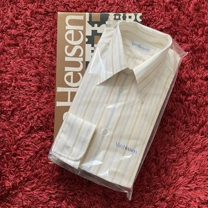 Vintage Mens Van Heusen Men’s Cream Striped Shirt in Original Box - Picture 1 of 10