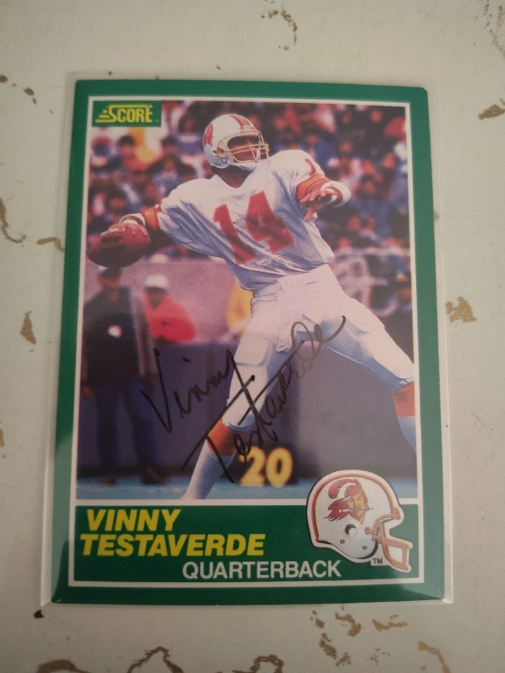 Vinny Testeverde Autographed 1989 Score#224 Football Card. - Image 1 of 2
