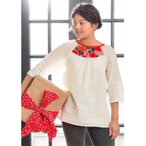 Matilda Jane 435 Girls Snow Angel Top Sz 14 Make Believe White Red Floral Tween - Picture 1 of 9