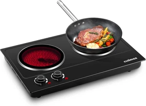 Double Hot Plate for Cooking, 2400W Electric Ceramic Hot Plate, Portable Double - Picture 1 of 12