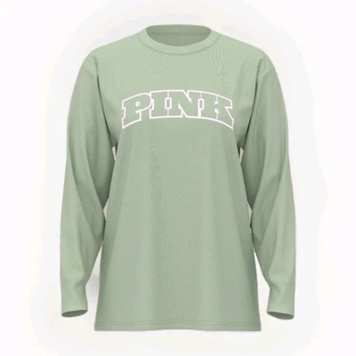 Camiseta Victoria's Secret ROSA Campus Algodón LS Verde Jardín con Rosa XL ~ NUEVA CON ETIQUETAS Foto 1 de 2