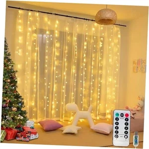  300Led Cuttable Curtain String Lights 10x10ft with Remote Window Warm White - Picture 1 of 7