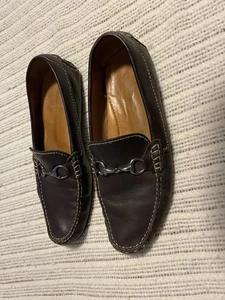 Mocasines de cuero Peter Millar Horse Bit para hombre talla 10 marrón zapatos para conducir sin cordones - Imagen 1 de 8