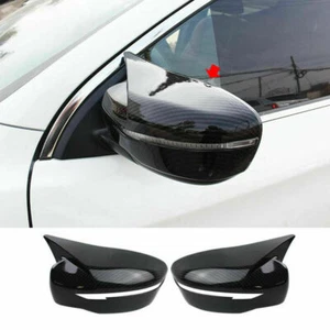 2 For Nissan Rogue 2014-2020 Carbon Fiber Exterior Ox Horn RearView Mirror Cover - Picture 1 of 8