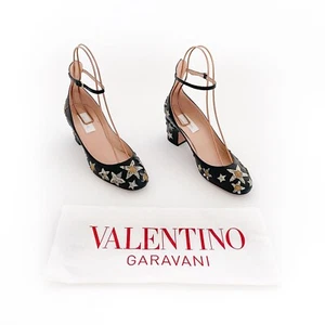 Valentino Garavani Tango Pumps EU 36.5 US 6.5 Black Star Sequin Block Heel - Picture 1 of 13