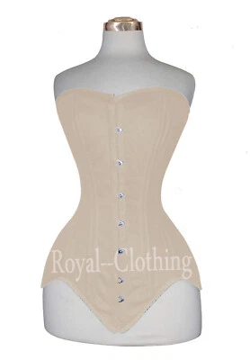 Double Steel Boned Heavy Duty Long Line Overbust waist Trainer Cotton Corset - Image 1 of 4