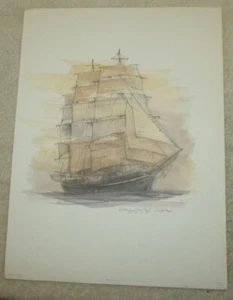 Vintage Mads Stage -  Ship George Stage - Lithograph Print Denmark - Picture 1 of 2