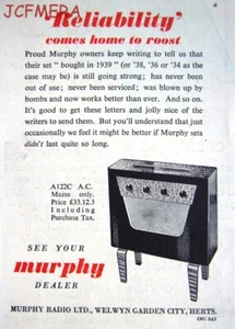 Vintage 'MURPHY A.122.C' Wireless Radio Advert #2 : Original Small 1948 Print AD - Imagen 1 de 1