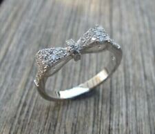 2Ct Round Cut Simulated Diamond Wedding "Bow" Ring 14K White Gold Over Silver