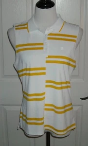NWT Women's G/Fore Sleeveless Striped Golf Top Size L Color Snow/Yellow $110 - Picture 1 of 7