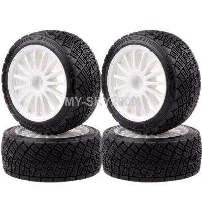 4pcs 2.2" Wheel Rims & Tires Fits 1/8 RC HPI RTR WR8 3.0 Ford Fiesta Flux Rally - Image 1 of 4