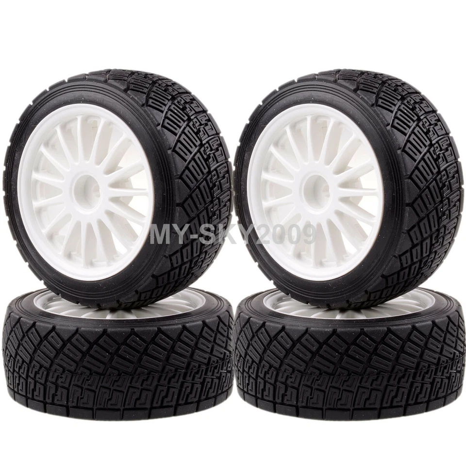 4pcs 2.2" Wheel Rims & Tires Fits 1/8 RC HPI RTR WR8 3.0 Ford Fiesta Flux Rally - Image 1 of 1