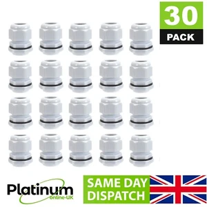 30X 20MM WHITE M20 6-12mm CABLE GLAND WATERPROOF IP68 COMPRESSION STUFFING - Picture 1 of 3