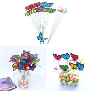 24PCS Butterflies Dragonfly On Stick Stakes Garden Ornaments Yard Decorative - Picture 1 of 7