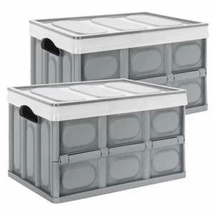 2er Set Aufbewahrungsboxen mit Deckel Kunststoff Faltboxen Stapelboxen Kisten - Bild 1 von 14