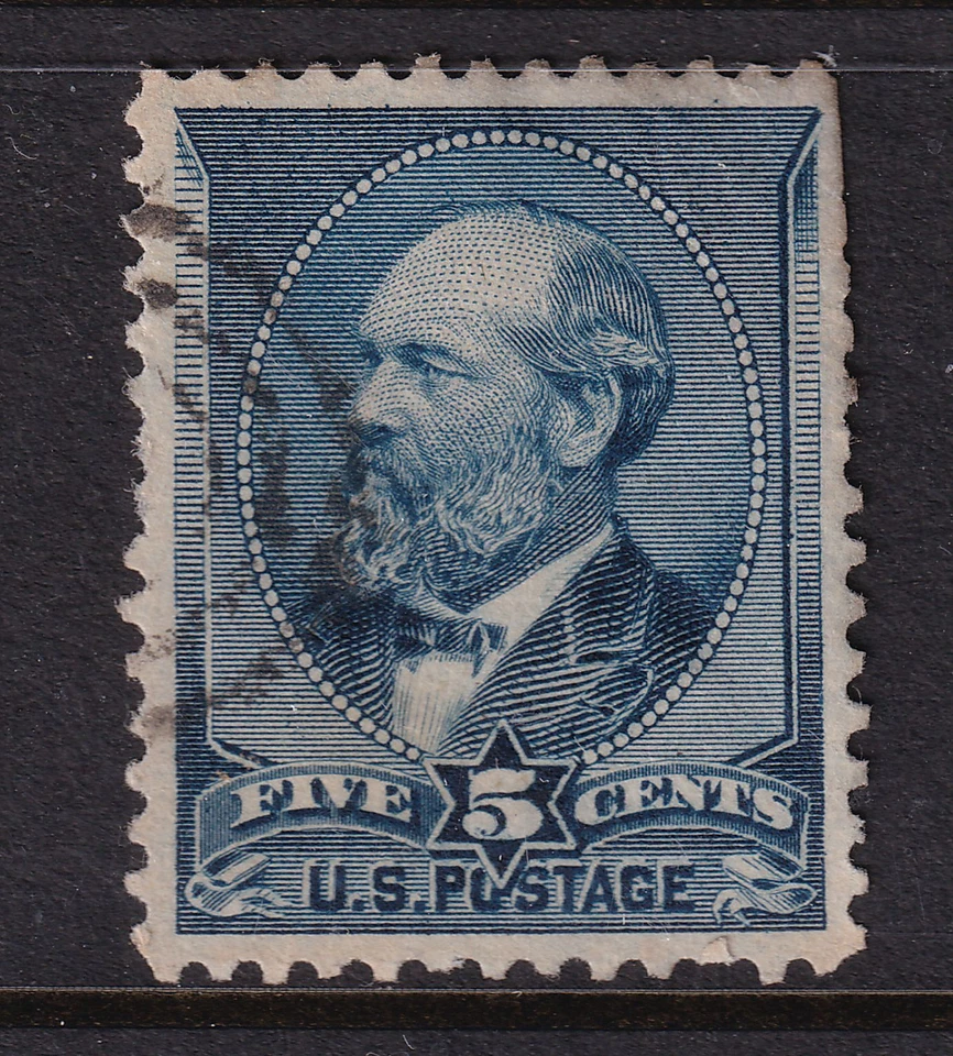 1888 Sc 216 usado 5c sonido índigo sello único CV $20 defecto perfecto (31 Foto 1 de 1