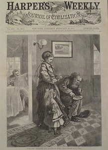 FEEDING THE HUNGRY BY C G BUSH ENGRAVING HARPER'S WEEKLY 1870 - Picture 1 of 2