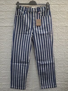 New Boden Striped Hi-Rise Tapered Leg Jeans Blue/White Size 28 X 27 - Picture 1 of 5