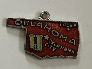 Vintage Silber Emaille State Charm Oklahoma  - Bild 1 von 3