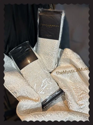 Juego de 2~Donna Karan Seducción Texturizado Jacquard Metálico EURO Almohadas Marfil Foto 1 de 4