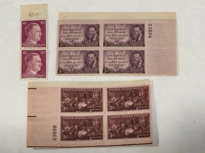 STAMP LOT 946 JOSEPH PULITZER BLOCK,  US 3 cent stamps, German 40 Stamps - Image 1 of 2