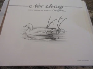 1989 New Jersey State Duck Print & Stamps  in Original Folder - Picture 1 of 3