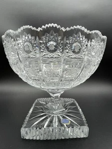 Bohemia Czech Cut Bleisockel Kristallschale, Queen Lace mit Sägezahnrand, Vintage - Bild 1 von 12
