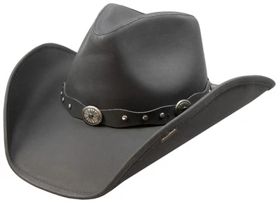 Stetson Roxbury Black Distressed Shapeable Leather Cowboy Western Hat - Large - Image 1 of 3