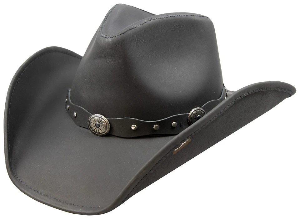 Stetson Large Black Roxbury Shapeable Leather Western Hat
