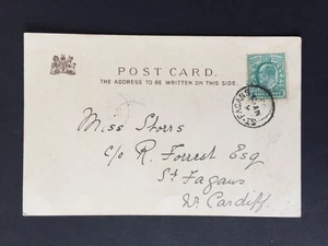 GB 1902 ST FAGANS SINGLE RING POSTMARK ON POSTCARD TO LOCAL - Picture 1 of 2
