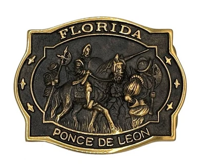 Hebilla de cinturón de latón Florida Ponce De Leon colección Heritage Mint L201 Foto 1 de 2
