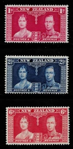 1937 CORONATION STAMPS. NEW ZEALAND SG599-601. MOUNTED MINT. - Picture 1 of 1