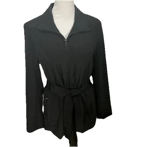 Marc  New York  Andrew Marc 3\4 Black Belted Zipper Poloyester Jacket/coat M - Picture 1 of 14