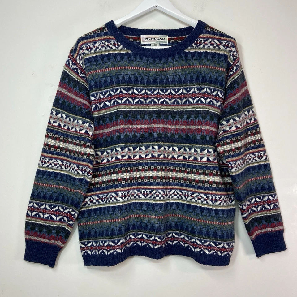 Suéter de Colección Cristal Kobe Mezcla de Lana Fair Isle Para Mujer Talla M Tejido Nórdico Crew Foto 1 de 4