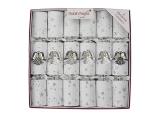 Robin Reed Christmas Crackers - Jewel Angel Silver - 12 Inch - 6 Pack - Picture 1 of 2