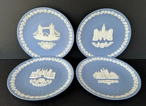 Wedgwood Blue Jasperware Annual Christmas Plate Lot 1975, 1976, 1978, 1980 - Imagen 1 de 9