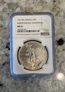 1921 NGC MS61 Mexico 2 Pesos Independence Centennial S2P - Picture 1 of 4