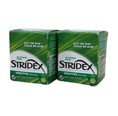 Almohadillas de acné de aloe Stridex para piel sensible, sin alcohol, paquete de 2 180 ct Foto 1 de 4