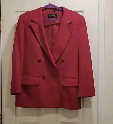 Pre-Owned Giorgio Sant Angelo 100% Pure New Wool Deep Red Womens Blazer Sz: 8 - Image 1 of 4